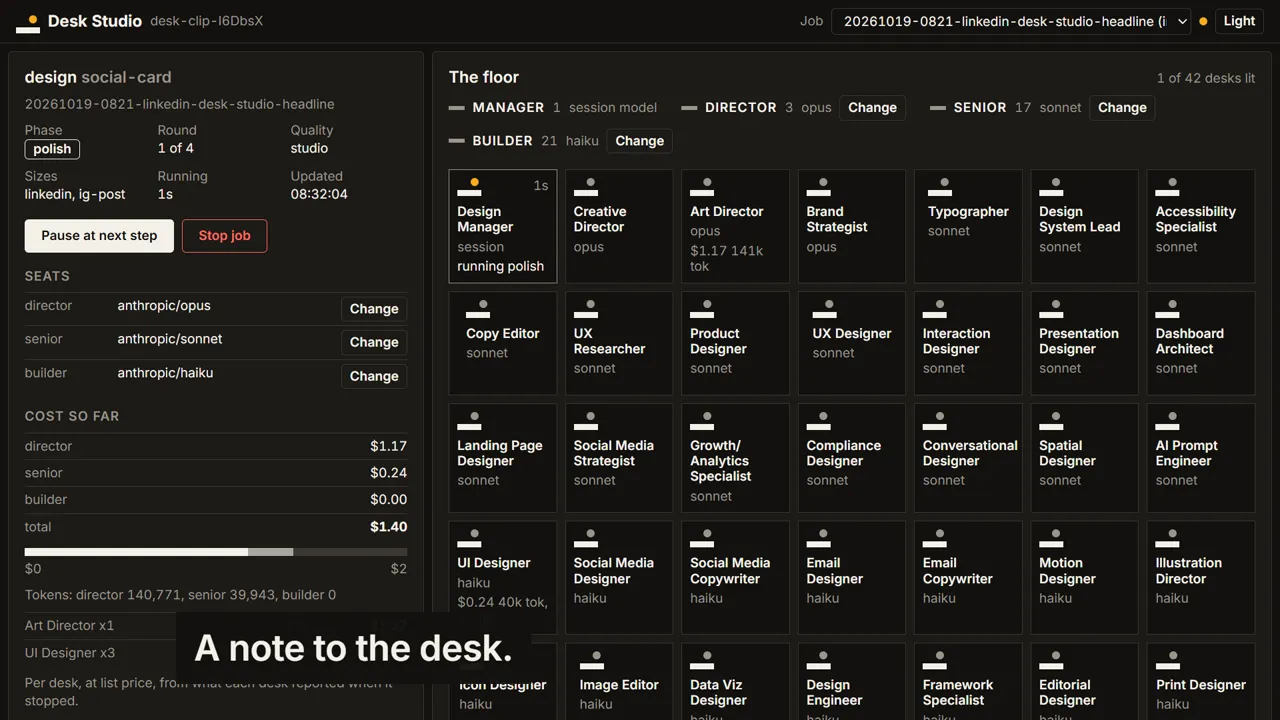 A note typed to the UI Designer, then the next round